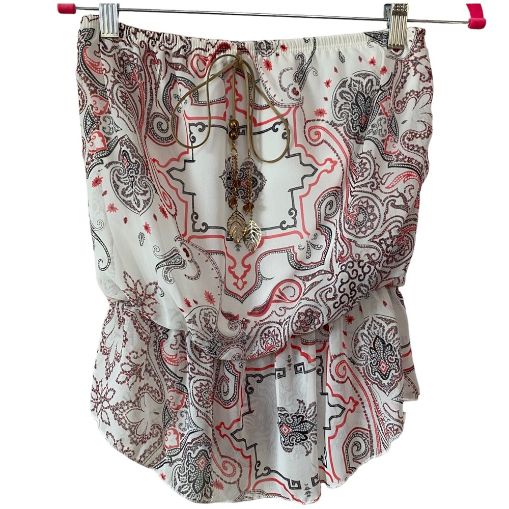 4/$24 Vivance Tube Top w/ Faux Front Tie Size Small